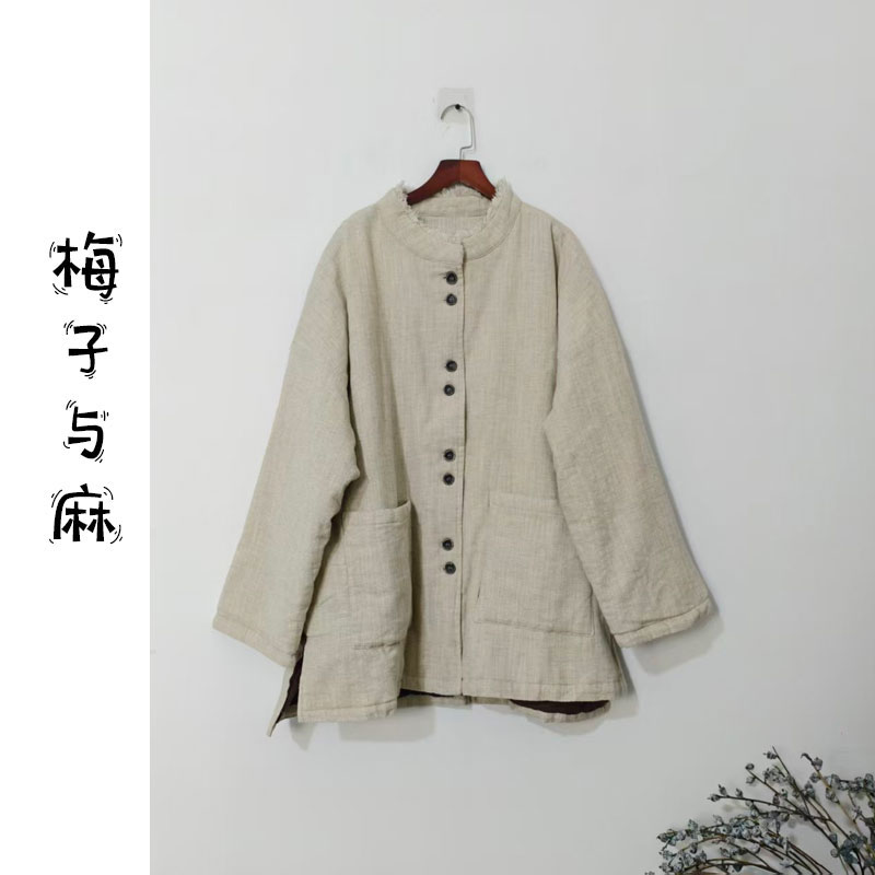 【大梅子推荐】设计款亚麻单排扣棉服JG5980A（衣长73胸围140）