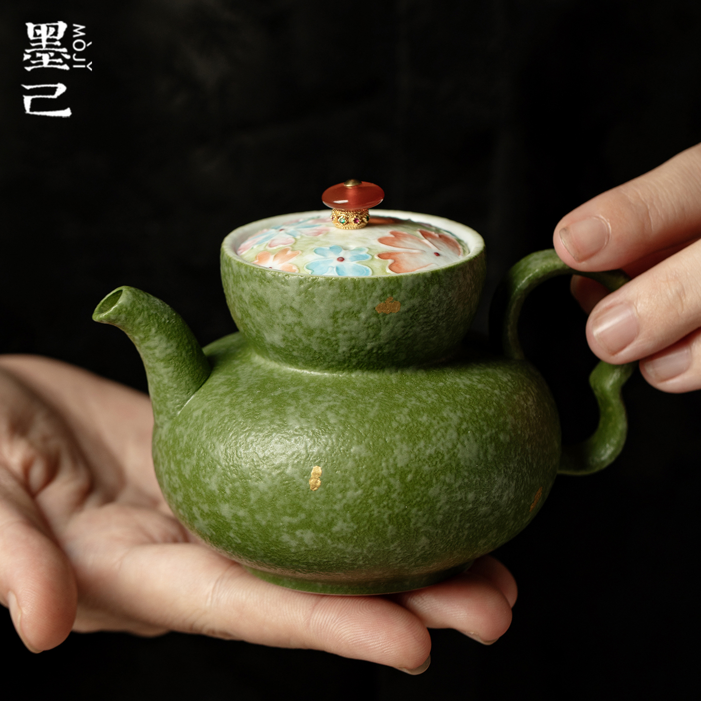 墨己小青柑手绘花屿陶瓷家用茶壶功夫茶具球孔过滤仿古手执壶茶壶