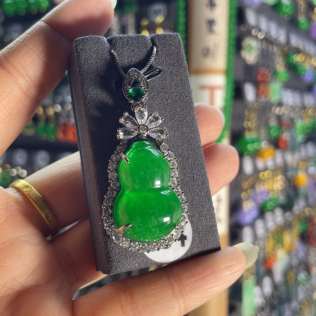 翡翠银S925镀金镶嵌耳饰234