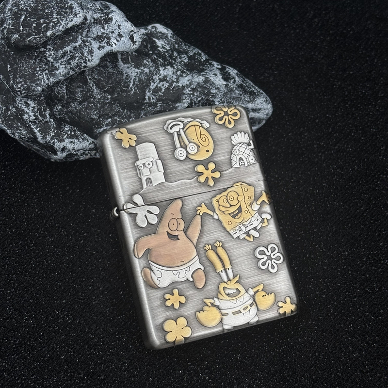 ZIPPO 打火机正品 168熏银鎏金黄色海绵 1765