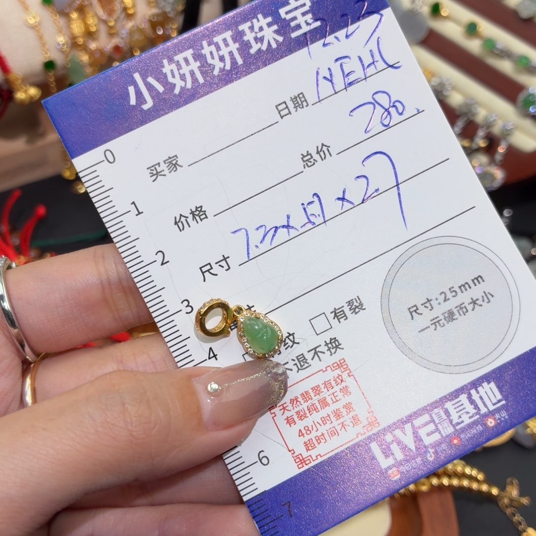 N***C翡翠银S925镶嵌颈饰滴流