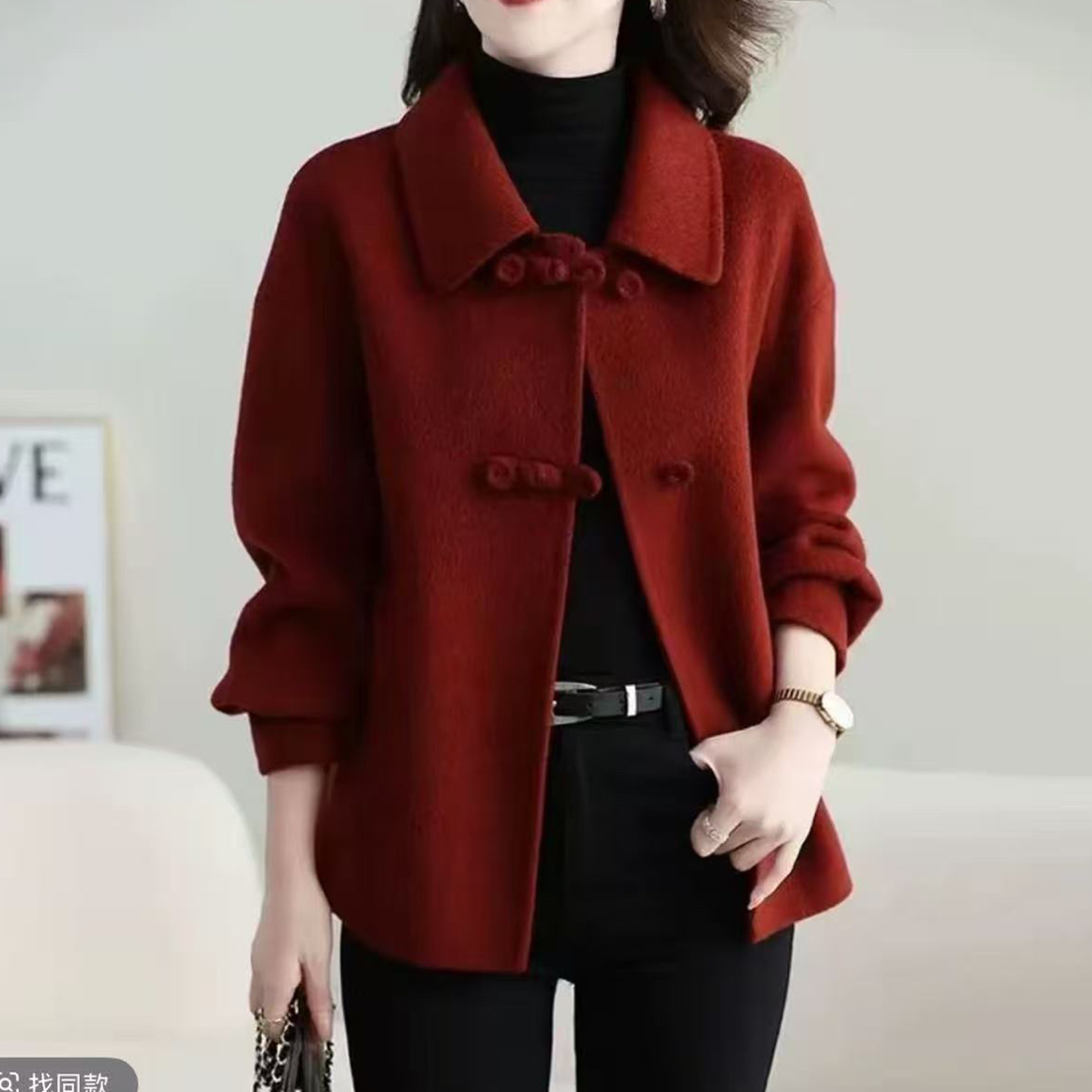 2025冬季新款高档洋气双面绒呢子大衣女减龄显高小个子外套