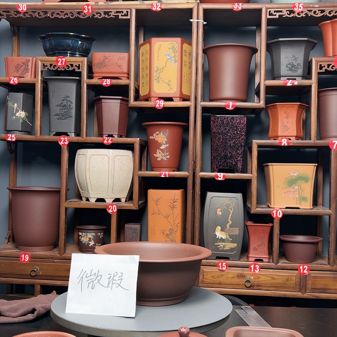 紫砂花盆少**特微瑕花盆