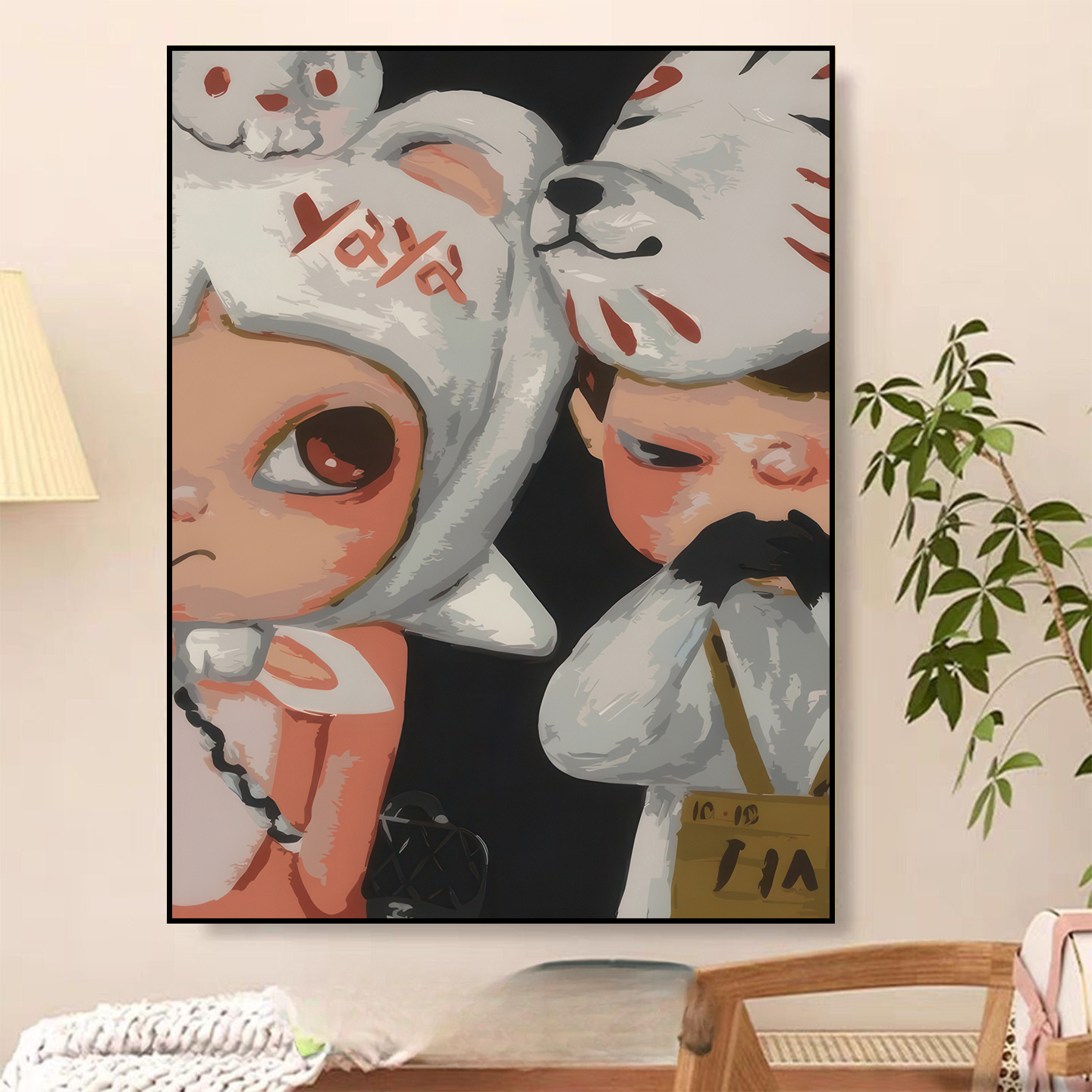 L17泡泡玛特小野卧房装饰画zsiga小狐狸动漫玄关挂画卧室装饰挂画