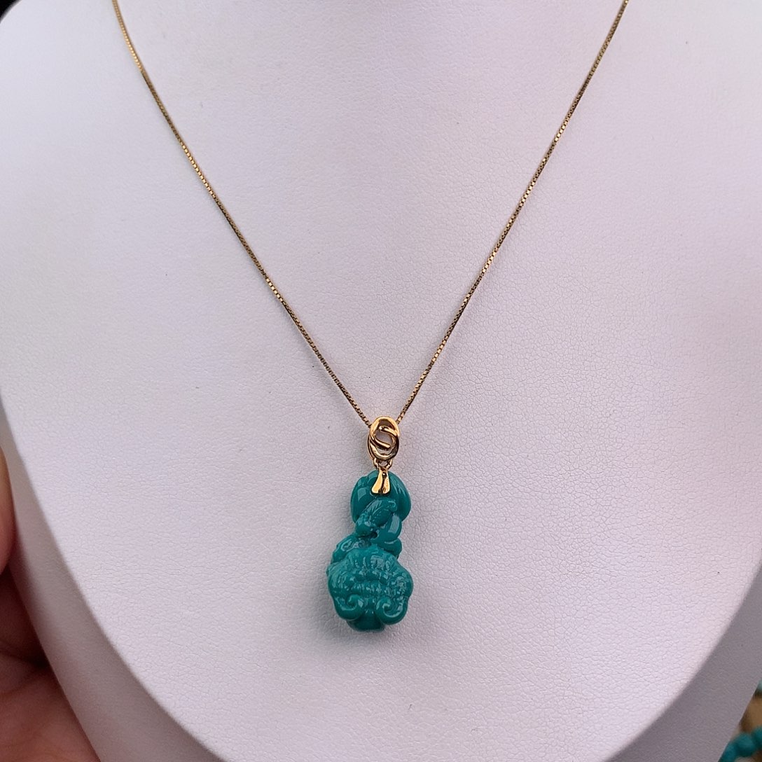 绿松石18K金镶嵌吊坠(赠链)