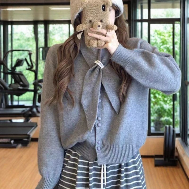 领结款毛衣款宽松大板慵懒风