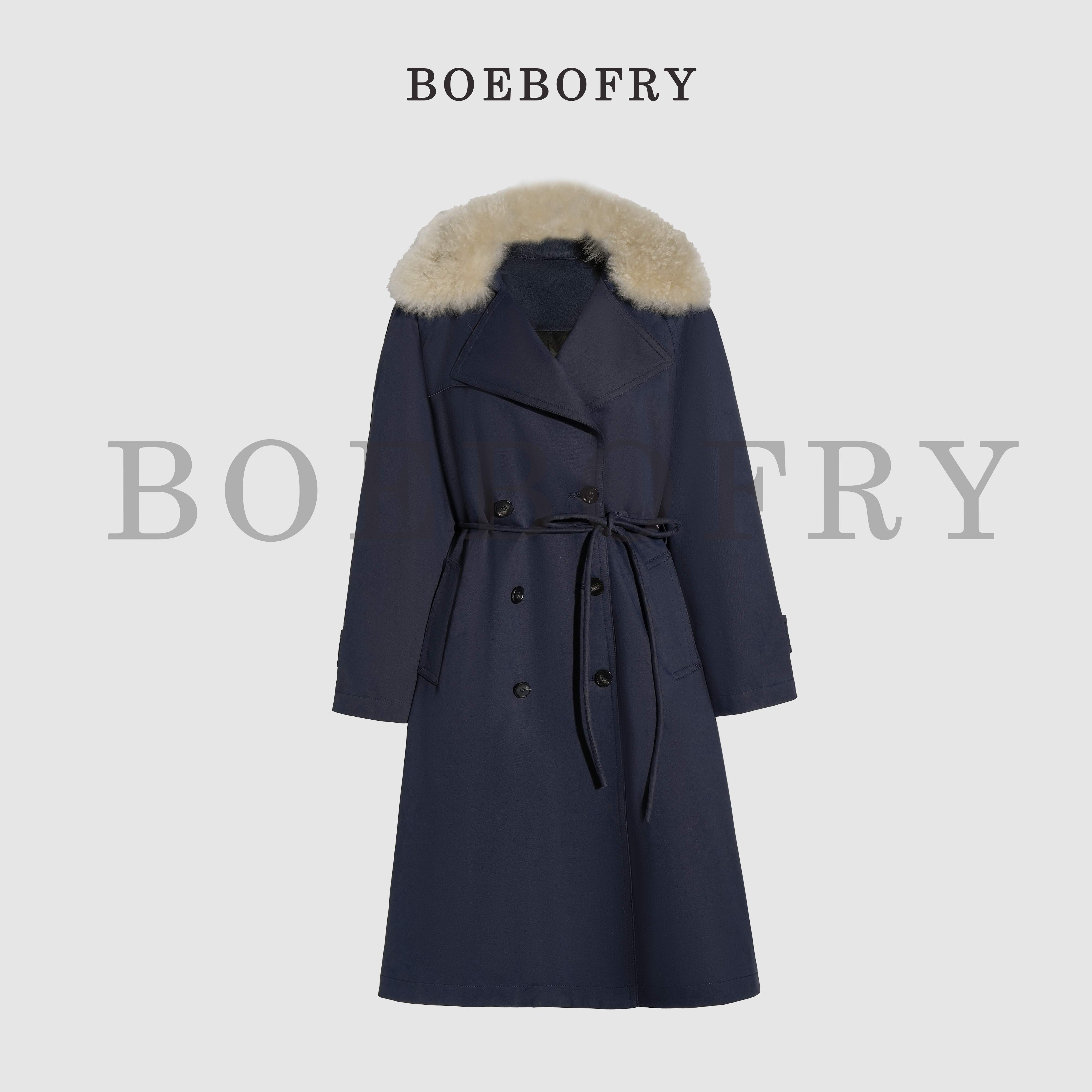 BOEBOFRY<梧月衔霜>冬季轻奢收腰系带可拆卸厚风衣鹅绒服BE4F1115