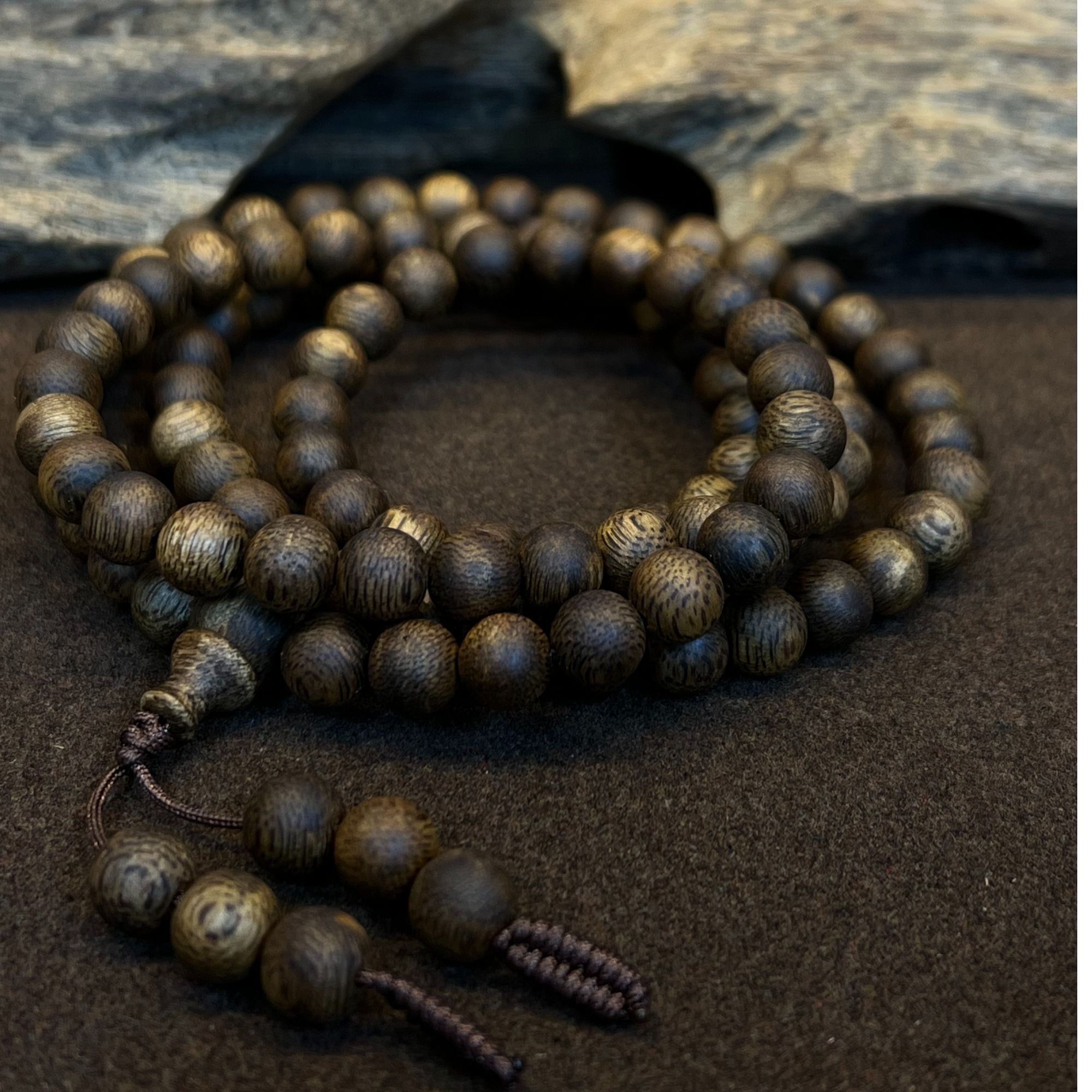 沉香莺歌绿圆珠7mm长串 108颗 17克 多样性发一