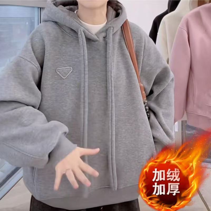 C302加绒连帽卫衣2025秋冬新款宽松慵懒时尚潮牌休闲百搭上衣外套