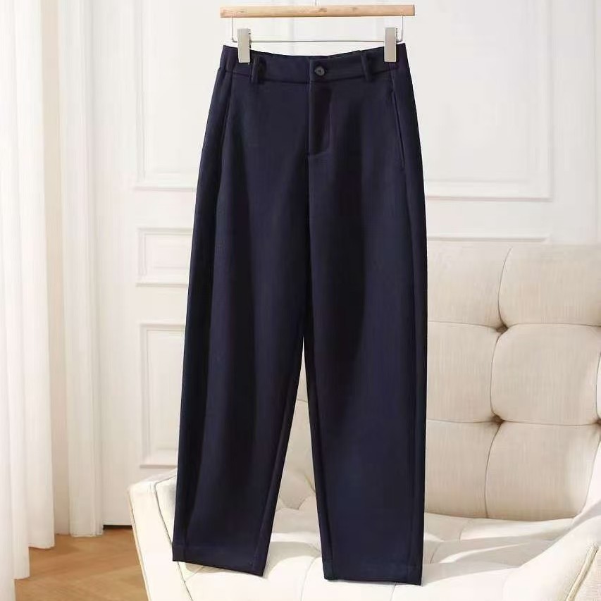 (0516）羊毛裤女2025秋冬九分职业烟管毛呢哈伦