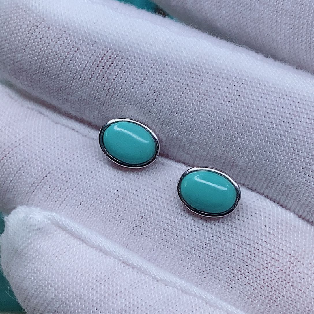 绿松石耳饰银S925镶嵌