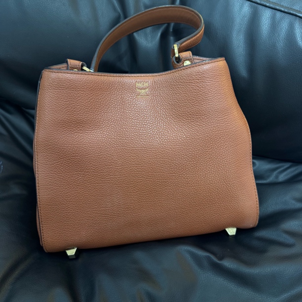 99新 MCM 大麦中古/mcm棕色手提斜挎包/斜挎包