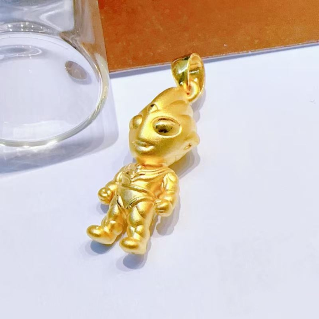 足金黄金3D硬金奥特曼超人吊坠抖音基地质检发货