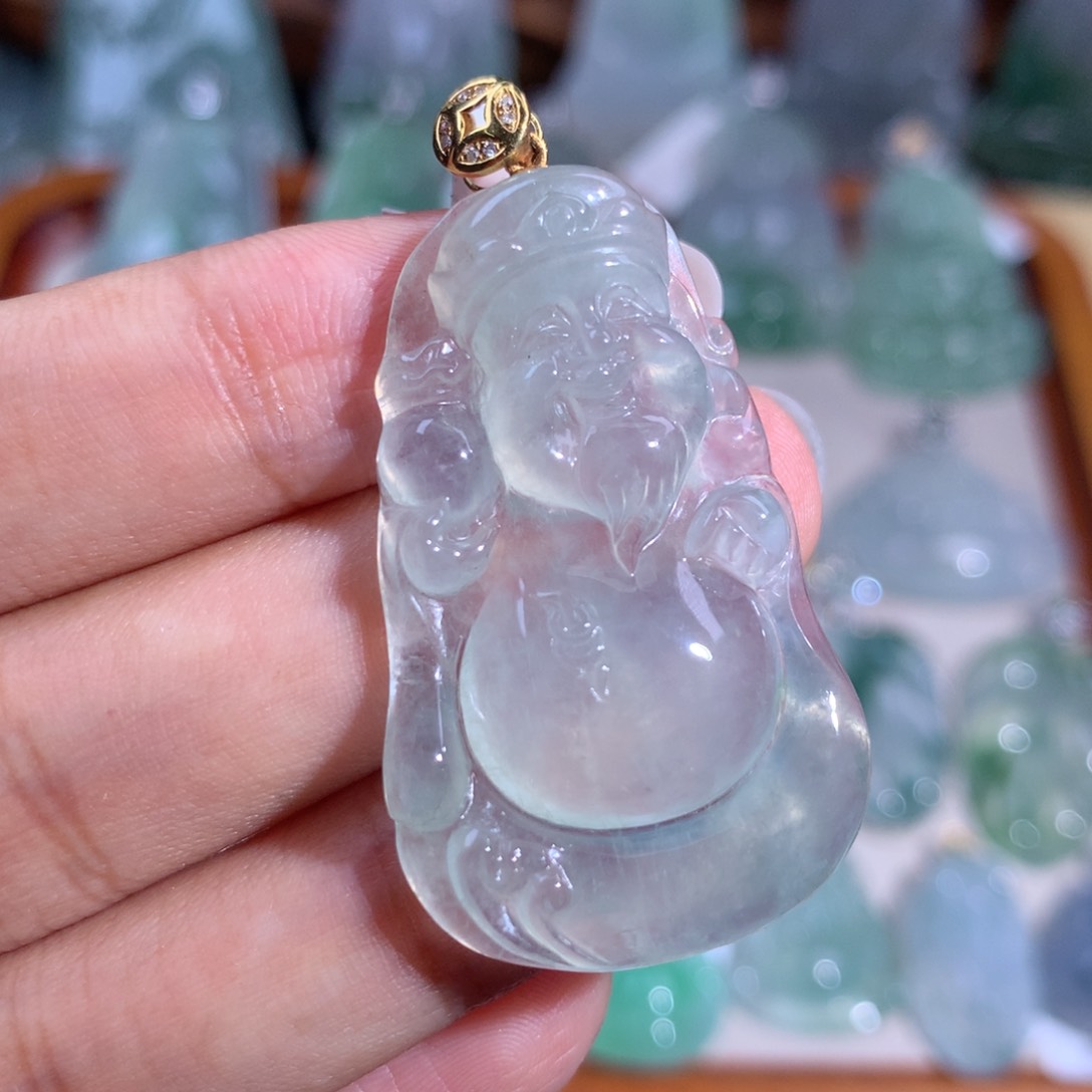 翡翠颈饰18K金镶嵌财财