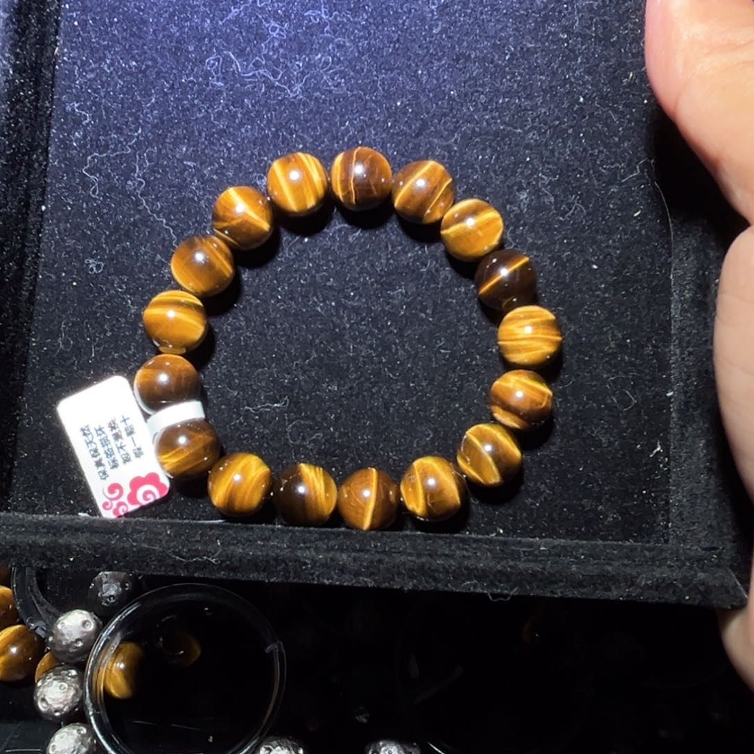 未镶嵌手串木变石有*儿天然木变石黄虎眼闪电纹12m
