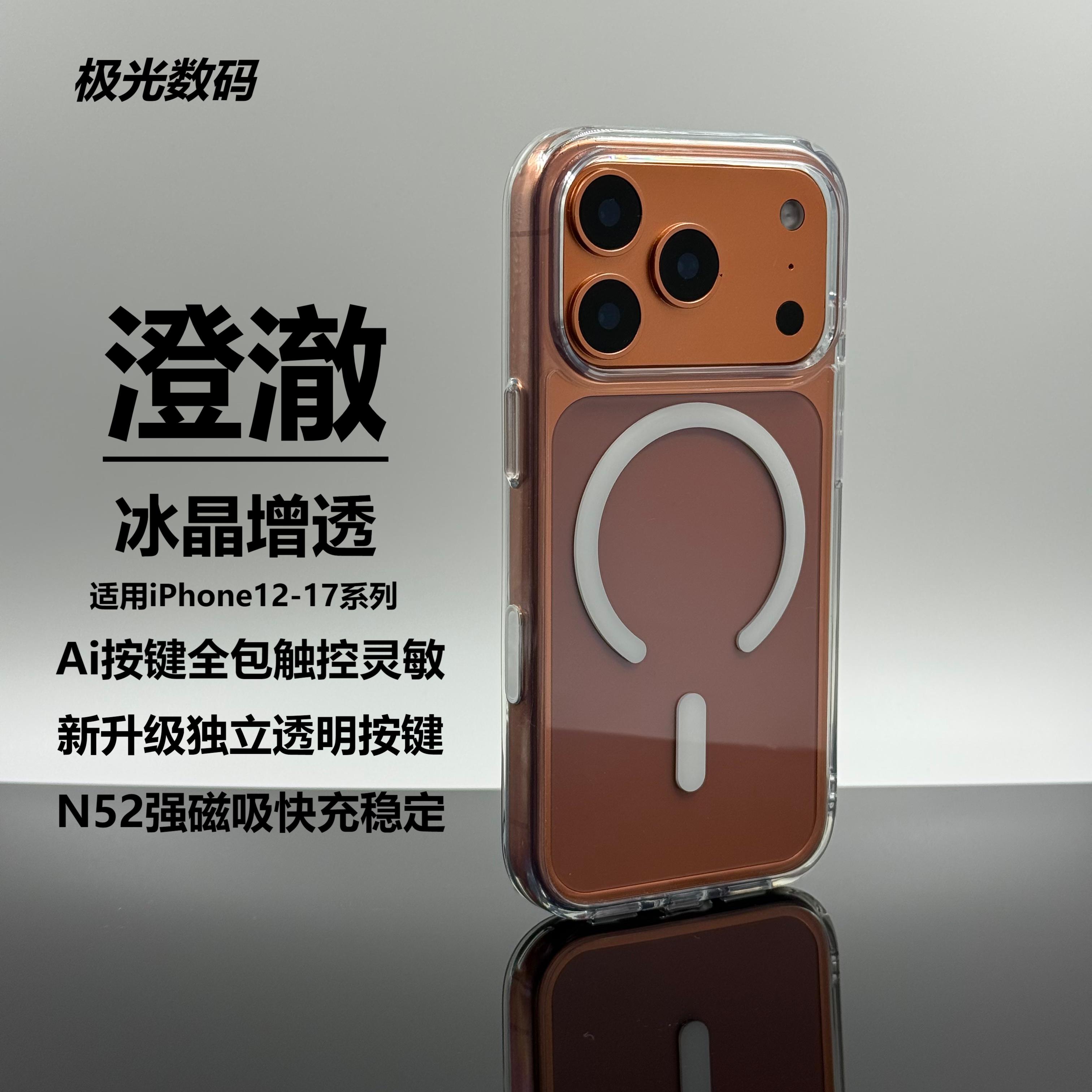 磁吸【澄澈】Ai按键全包适用苹果17promax手机壳透明防摔简约