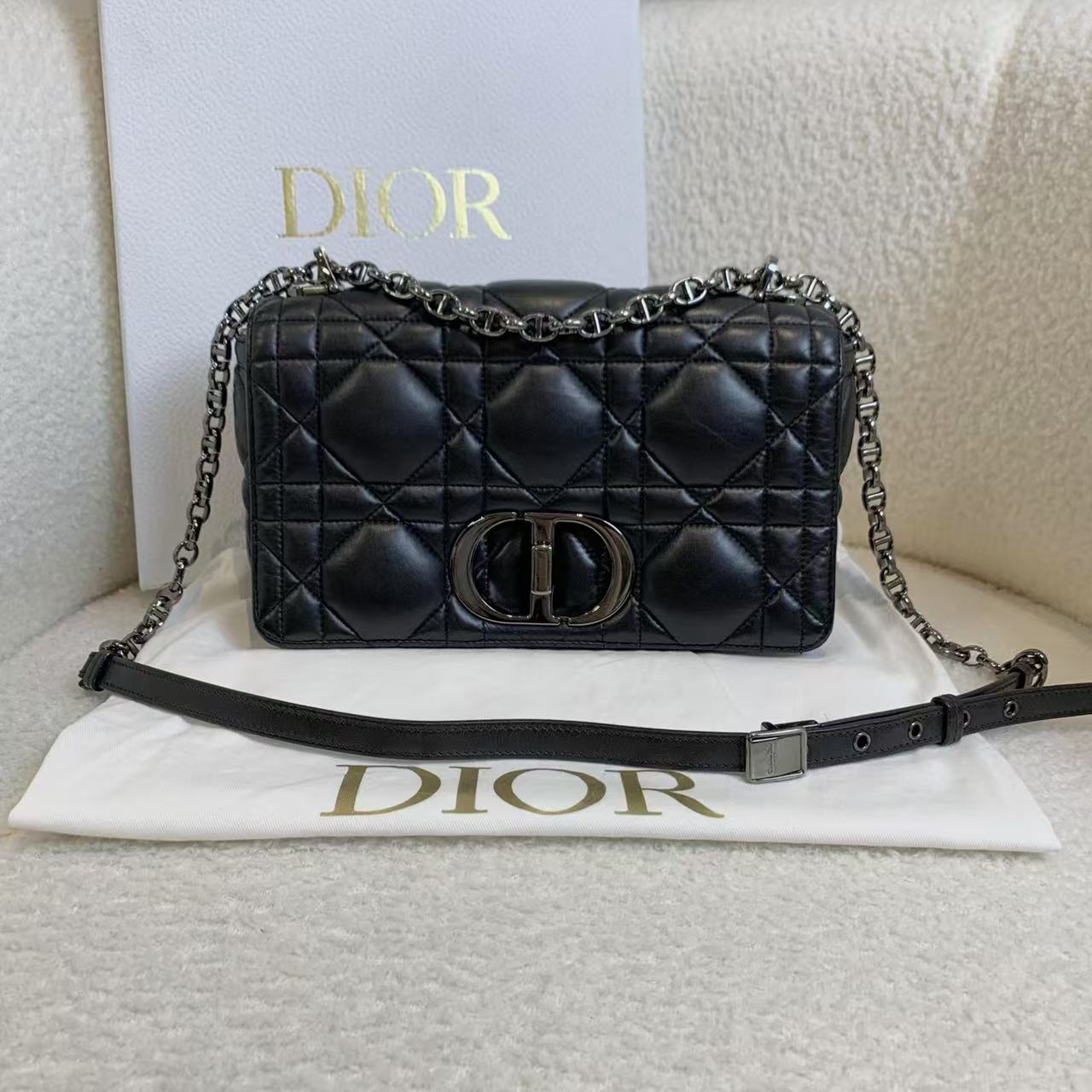 99新 DIOR/迪奥 壹臻/黑色caro中号斜挎包/10950577