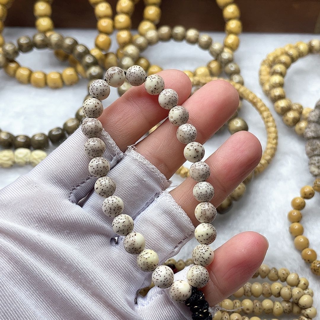 番****吊坠星月菩提石玉料古瓷白大留白圆珠卡7