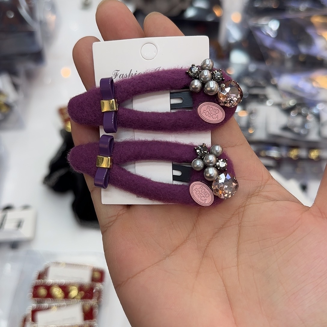 布艺非金属A01紫色掰掰夹2个