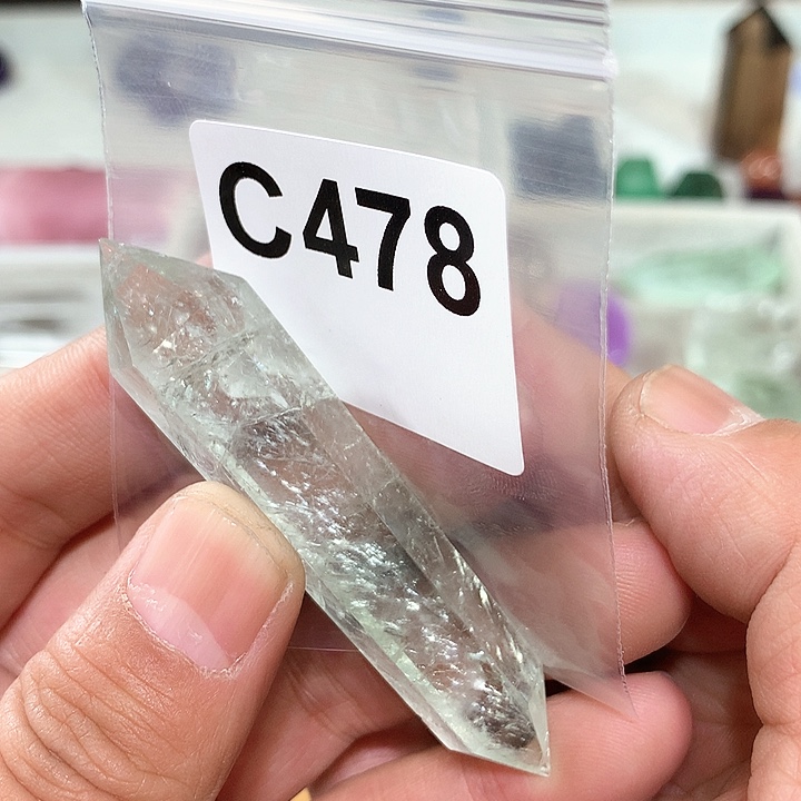 绿水晶天然水晶柱子C478未镶嵌坚**底