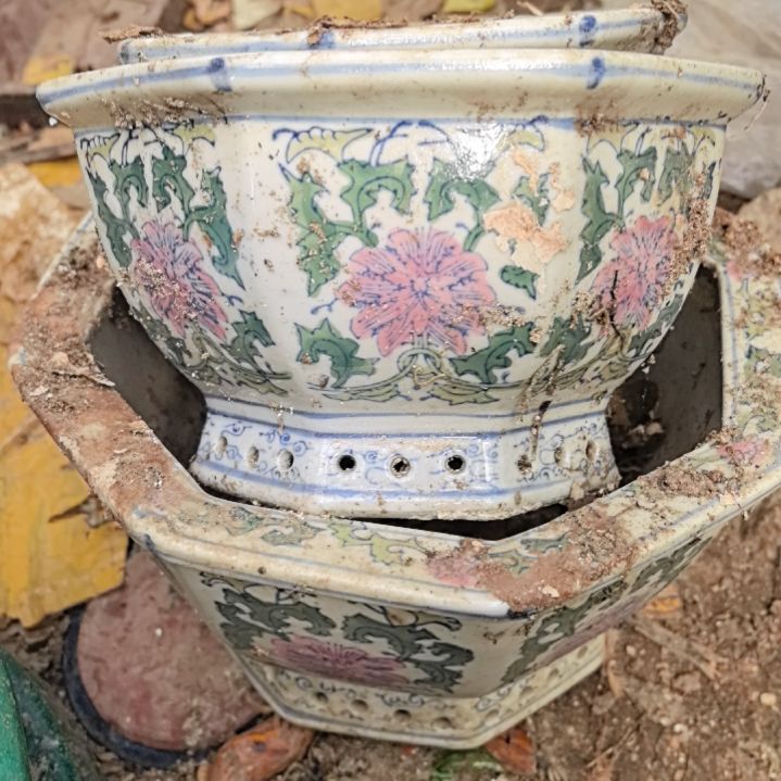 红陶夜***声瓷器花盆3个