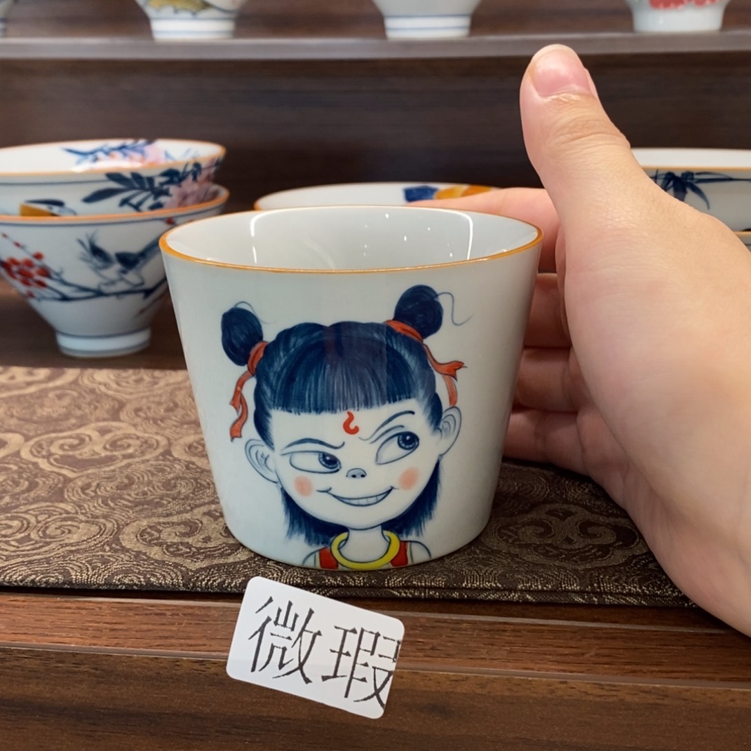 釉下彩老陶泥手工绘制