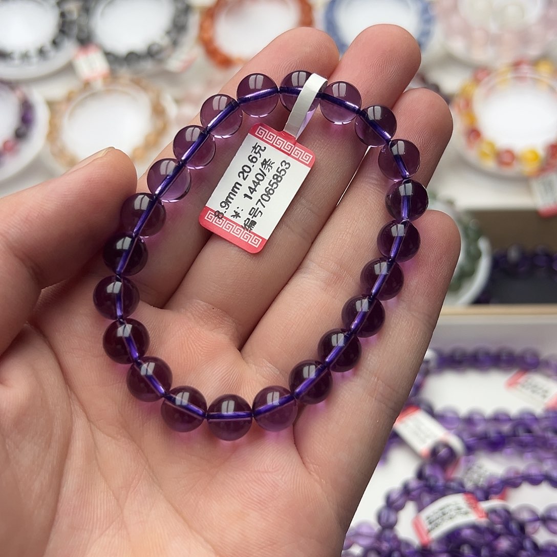未镶嵌手链紫晶天然巴西紫水8.9