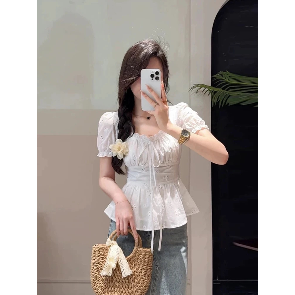 胖mm2025夏季温柔风气质修身显瘦遮肉气质夏季新款衬衫女上衣