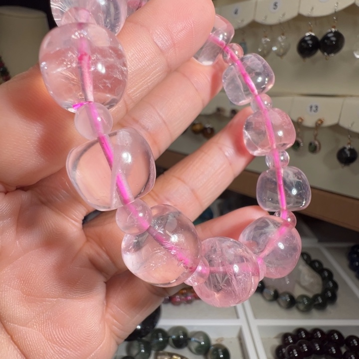 芙蓉石手链未镶嵌天然粉晶苹果