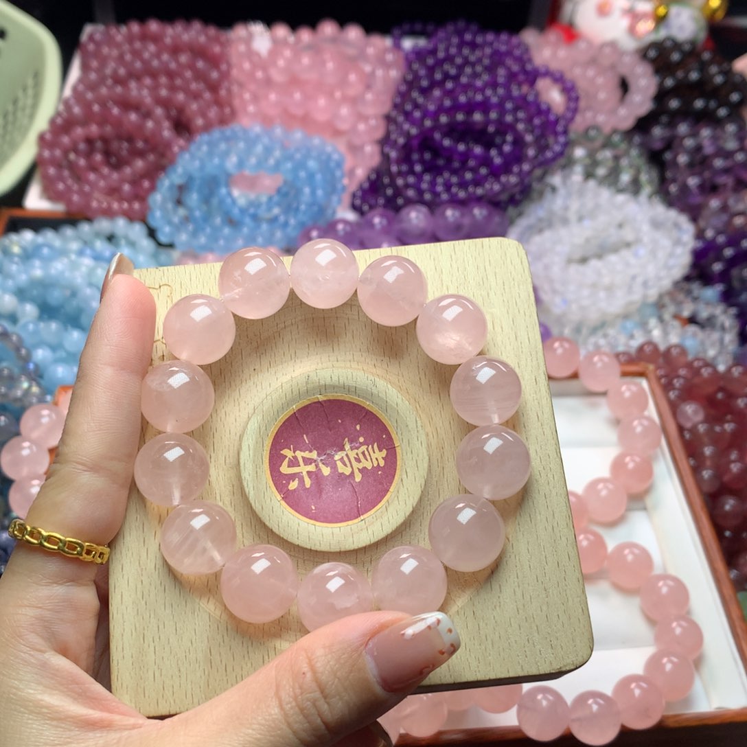 水晶手链未镶嵌西柚粉卡15