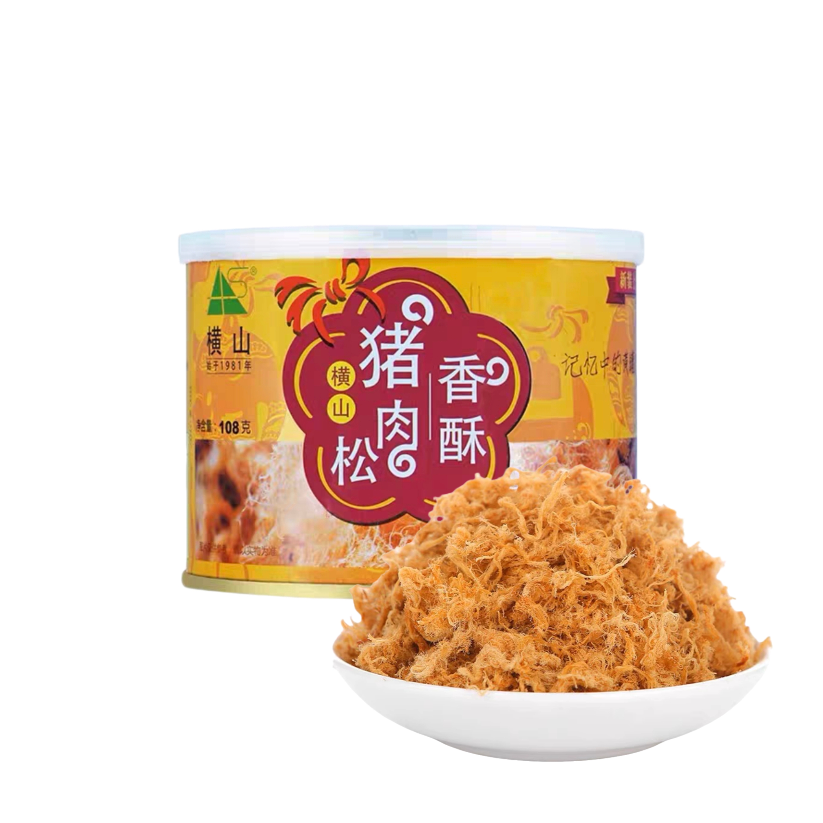 横山香酥猪肉松108g罐装原味常州回忆烘焙寿司拌饭零食