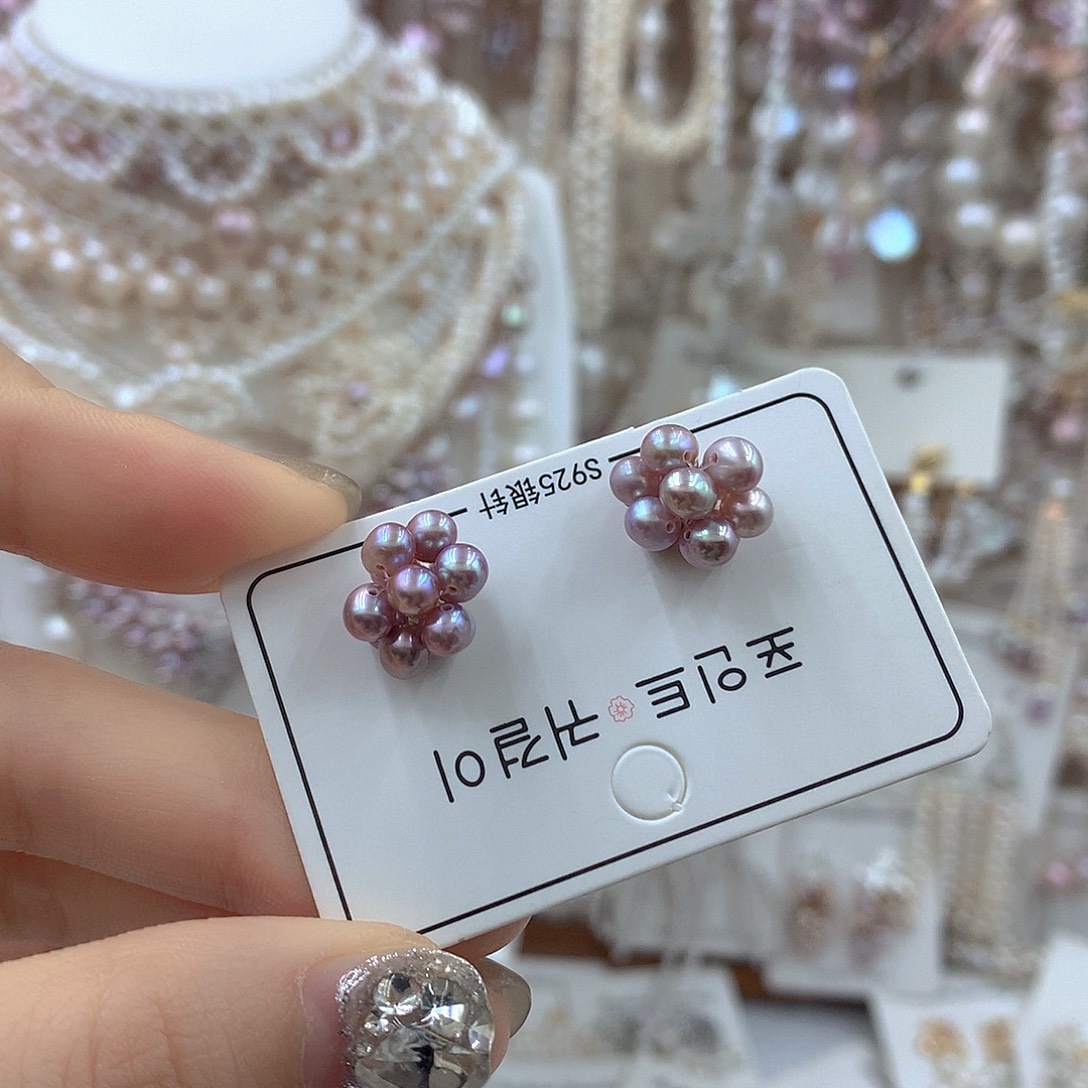 耳饰淡水珍珠银S925镶嵌