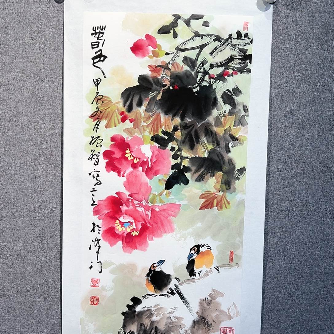 国画红袍画院手绘作品