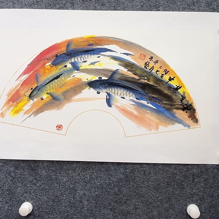 国画知鱼之乐纯手绘