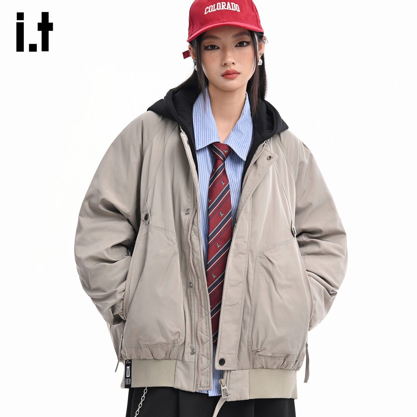 it :【FIVECM】复古保暖连帽轻薄羽绒服男女2025冬季白鸭绒外套潮