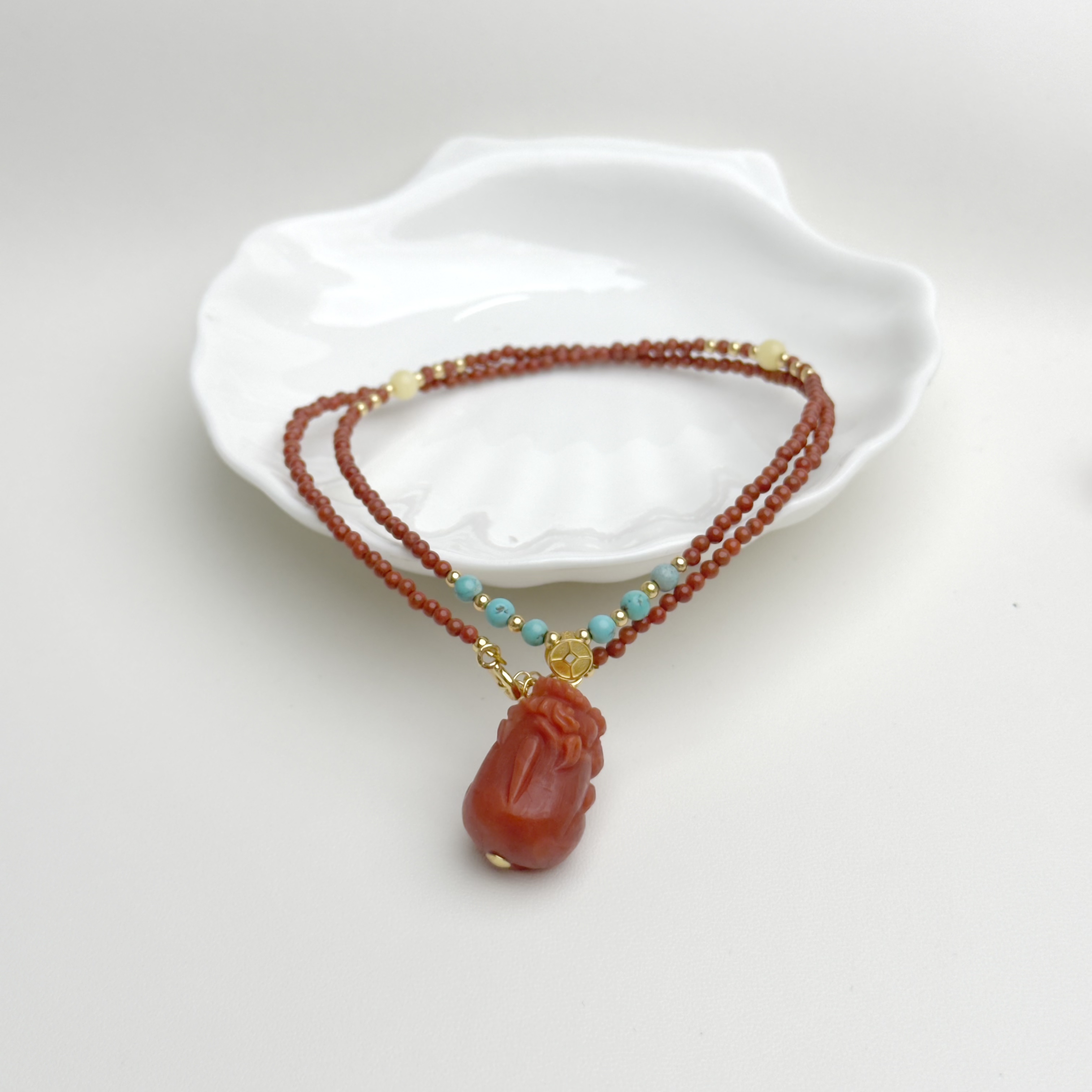  【铭记珠宝】南红DIY项链2-3DM176H785【多样性发一件】约11*18mm