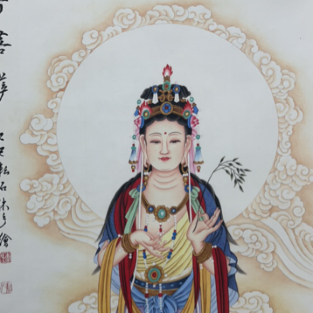 工笔国画观音菩萨作品（65*130）