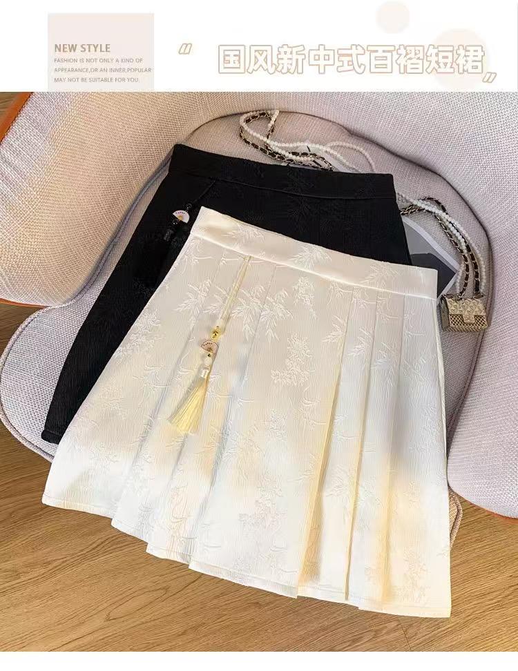 新中式短裙半身裙新中式春秋季短裙常规款A字裙拉链