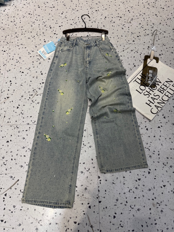 《GZZY》潮牌设计款刺绣闪钻工艺欧货牛仔裤#10110