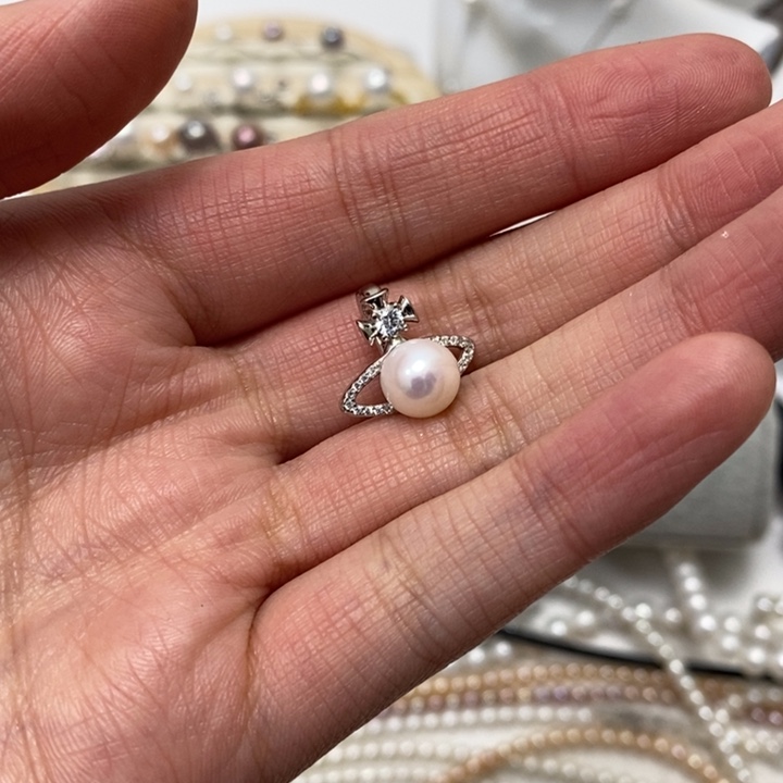 土星吊坠8.3m淡水珍珠银S925镶嵌