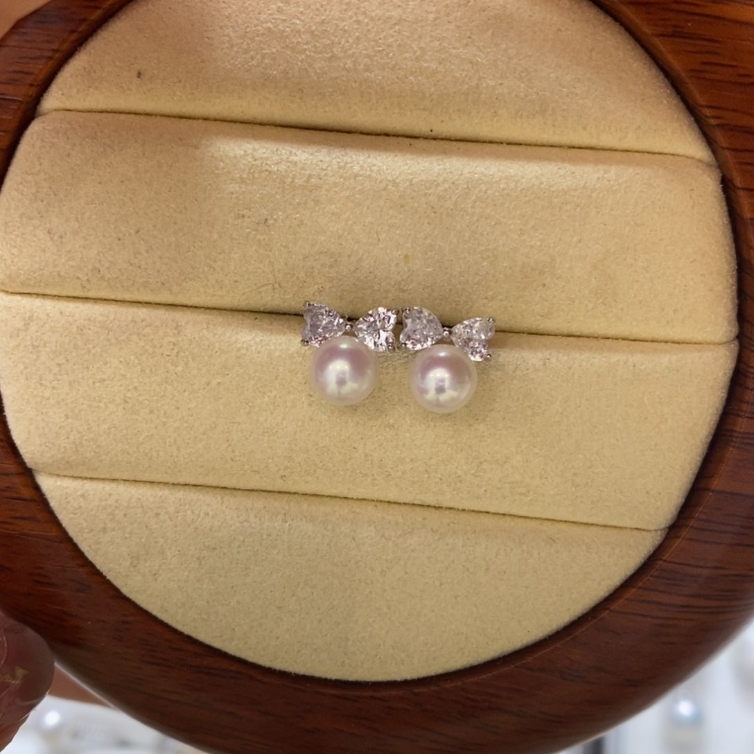 淡水珍珠耳饰银S925镶嵌