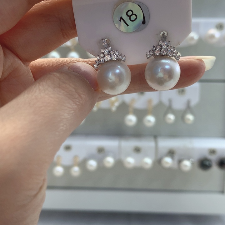 淡水珍珠耳饰银S925镶嵌