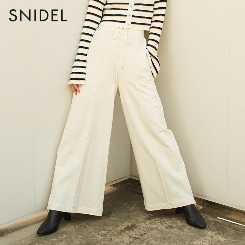【嘉尔专属】SNIDEL高腰系带侧开叉阔腿卫裤拖地裤SWCP234241