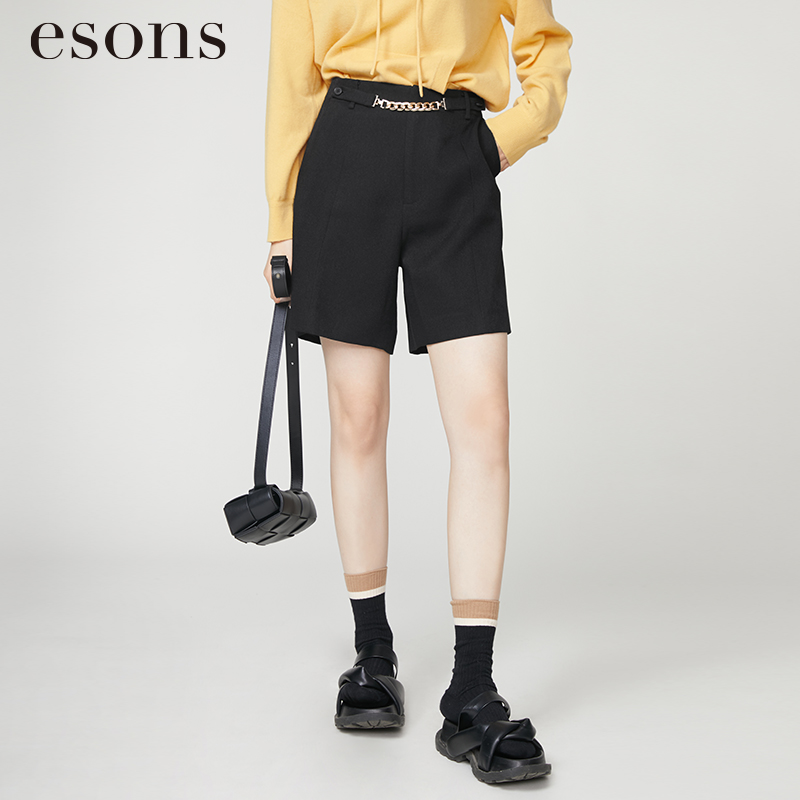 esons/爱城市【商场同款】显瘦通勤链条A字阔腿短裤965951