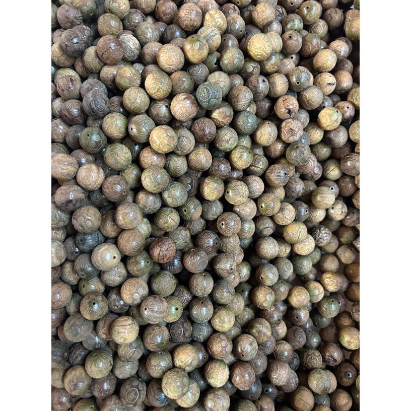绿檀满雕刻珠微瑕1.5尺寸250克半斤130颗左右