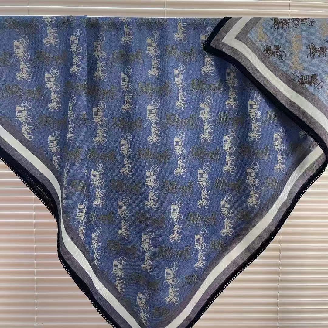 羊毛桑蚕丝【90牛仔小飞马】82丝毛双面百搭手钩花边围巾丝巾Q723