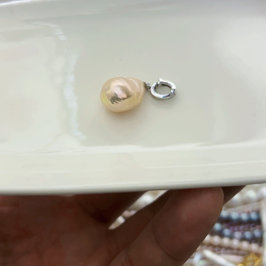 淡水珍珠吊坠(不含链)银S925镶嵌