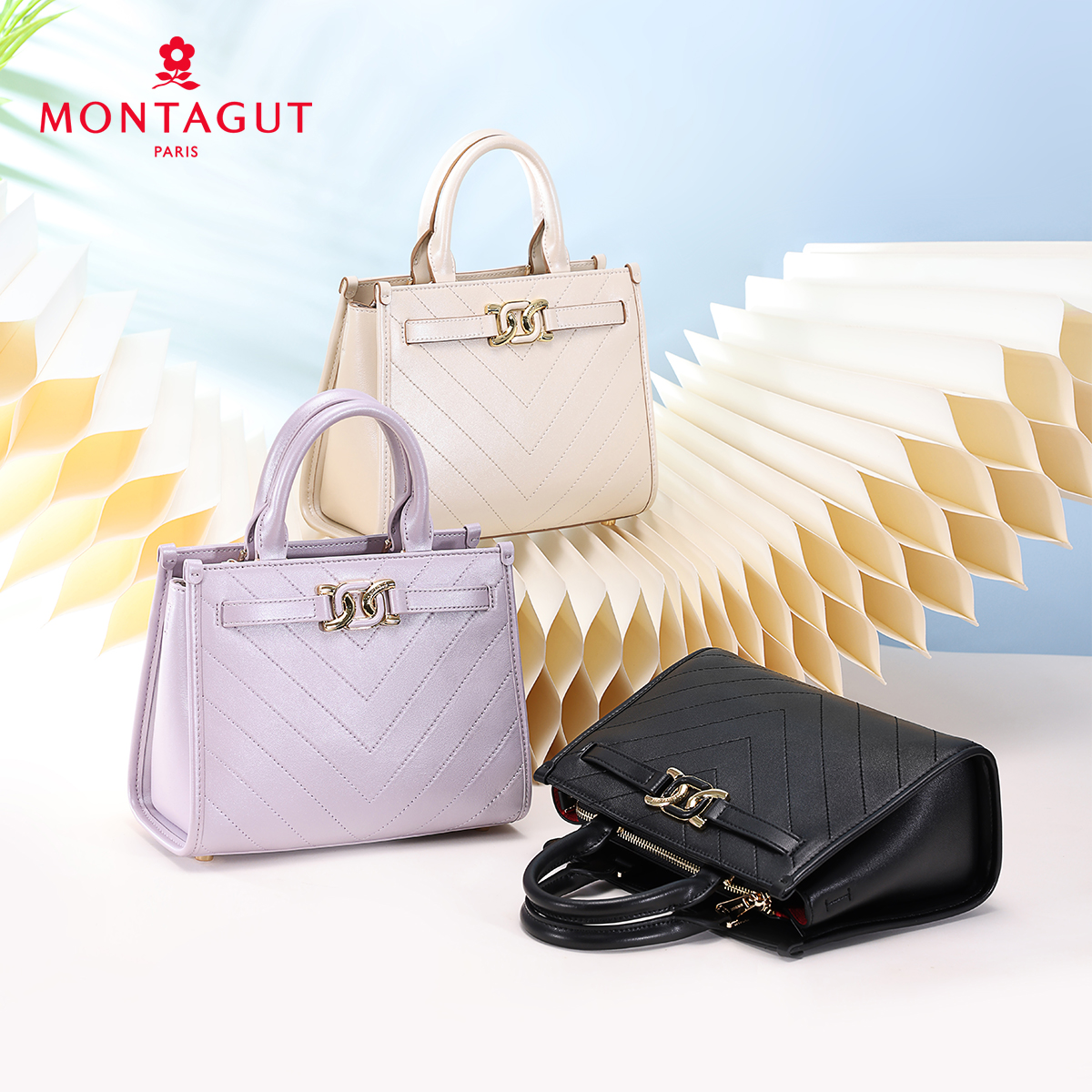 Montagut/梦特娇【专柜同款】新款羊皮手提优雅气质时尚大气凯莉包