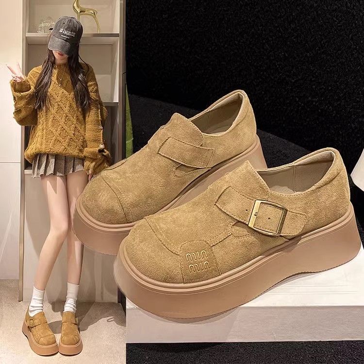 厚底勃肯鞋女2025年新款春秋时尚百搭复古一脚蹬乐福鞋增高单鞋女