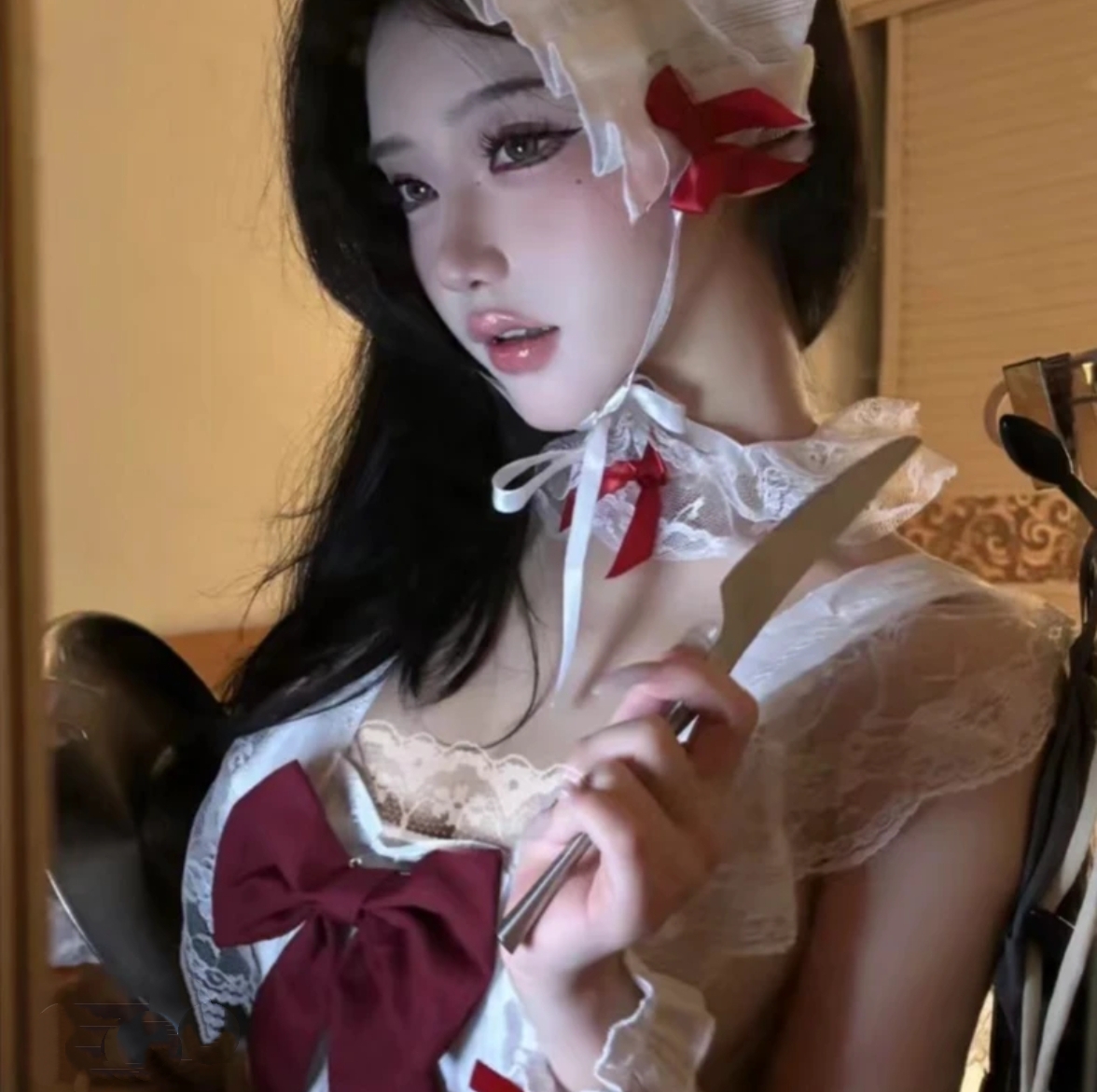 【夏夜小屋】小蛋糕！日系cos少女蕾丝显瘦性感纯欲夏季睡衣连衣裙